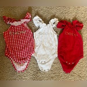 Bebe Baby Girl Set of 3 One Piece 6/9 Months